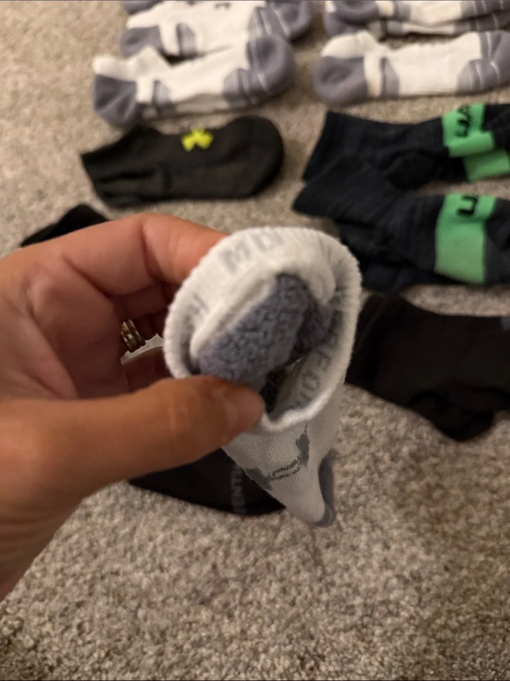 Under Armour Boys Sock Bundle Black, White and Gray size medium